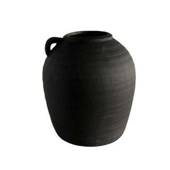 Round Black Ceramic Pot