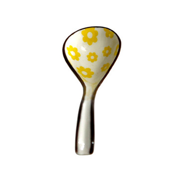 Ceramic Spoon holder / Yellow Flowers