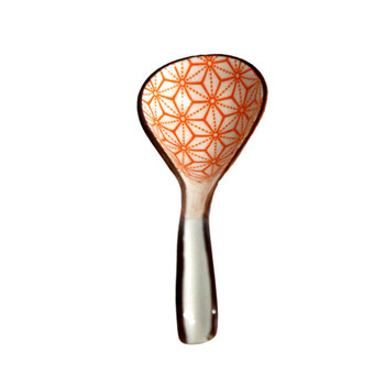 Ceramic Spoon holder / Geo Orange Floral