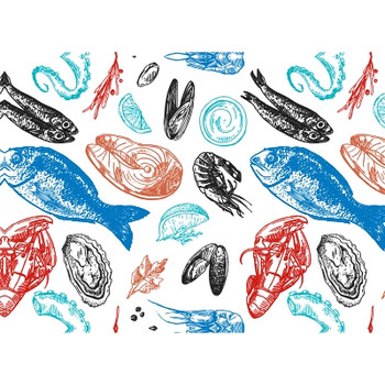 Disposable Placemat - Shellfish Illustrations