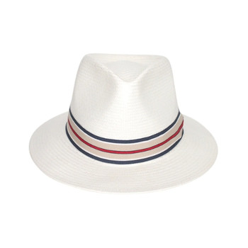 Tina M Jolie Fedora Ivory With Striped Trim 61cm