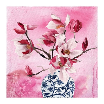 Serviette - Magnolias En Vase Chinois (33x33cm)