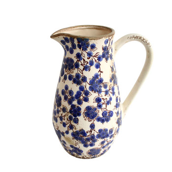 Ceramic Tall Jug - Blue Flowers