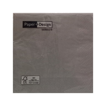 3 Ply Serviette/ Uni Silber / Pack of 20 / 33x33cm