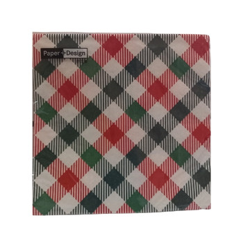 3 Ply Serviette / Tartan Mix / Pack of 20 / 33x33cm