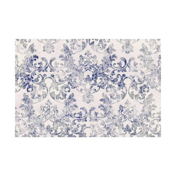 Chenille Rug / Classic Blue Damask Distressed