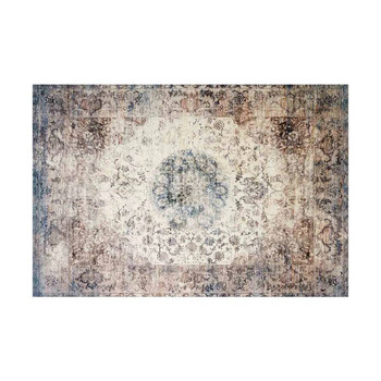 Chenille Rug / Classic Brown & Blue Antique