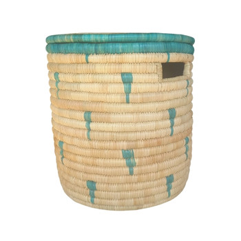 Laundry Basket with Lid / Green Triangle