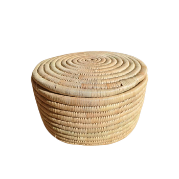 Small Cylinder Basket with Lid - Natural