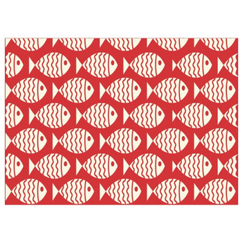 Disposable Placemat - Red Cream Fish