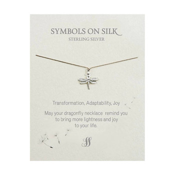 Dragonfly Necklace / Sterling Silver on Silk