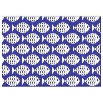 Gift Wrap Sheet - Blue Cream Fish
