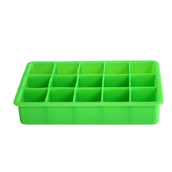 Green 15 Cubes Silicone Ice Cube Tray