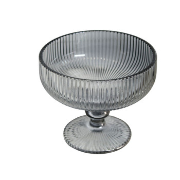 Glass Bowl - Chrome Silver Line Pattern