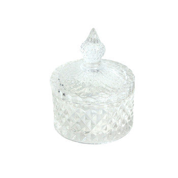 Diamond Pattern Clear Sugar Bowl With Lid