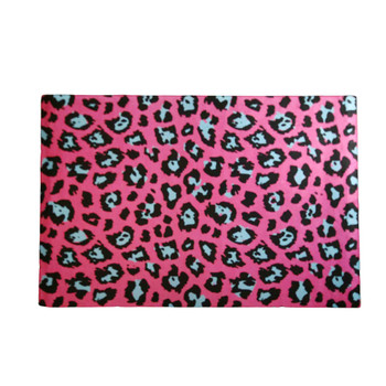 Chenille Rectangular Rug / Pink Leopard