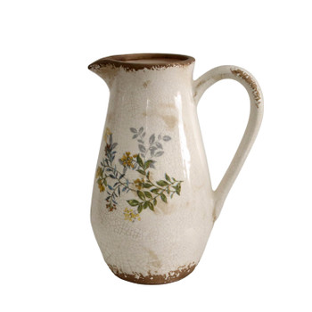 Small Ceramic Jug - Yellow Flowers Green Leaves