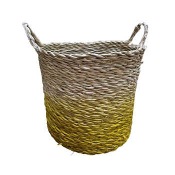 Planter Baskets Round with Handle - Natural/Yellow