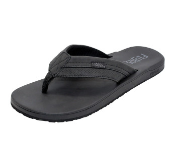 Levee Two Tone Faux Leather Men's Sandal - Black