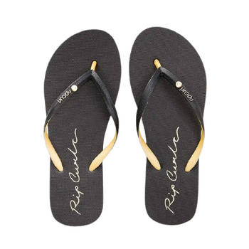 Script Wave Bloom Open Toe Sandal - Black/gold