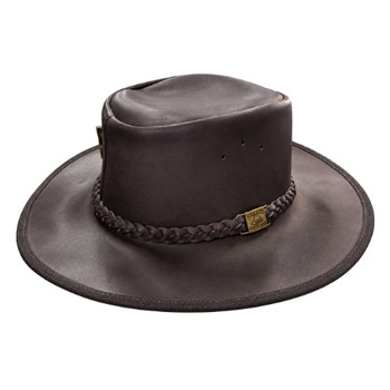 Genuine Mocca Leather Hat with Braid
