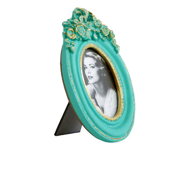 Small Seagreen Oval Rose Bow Photoframe