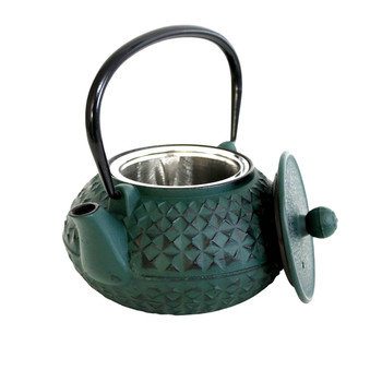Iron Teapot - Green Crossed Pattern 1000ml