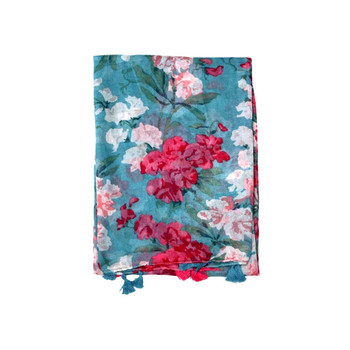 Scarf - Blue And Pink Roses