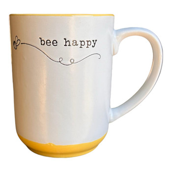 Ceramic 16oz Mug - Bee Happy, Yellow