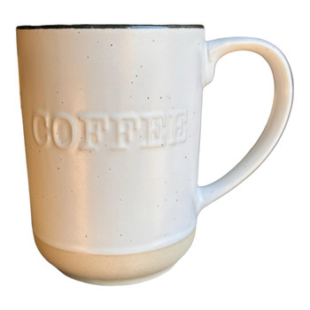 Ceramic 16oz Mug - Embossed Coffee, Speckled White