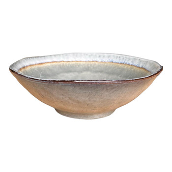 Ceramic Bowl - Grey, Gold Circle