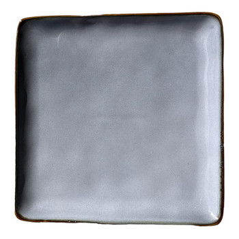 Ceramic Side Square Plate - Blue Grey, Speckled