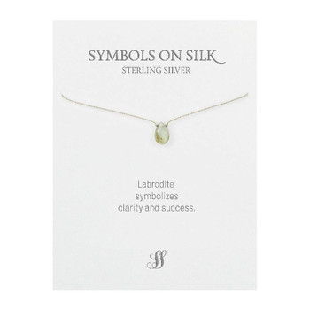 Semi-Precious Cabochon Necklace / Silk Chain / Labradorite