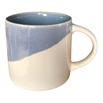 Ceramic 15oz Mug - Faded Blue Stain, White