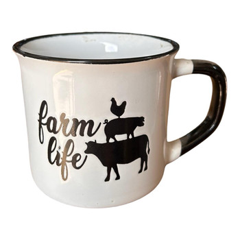 Ceramic 18oz Mug - Farm Life, Animal Silhouettes