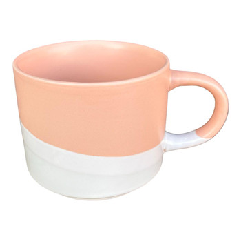 Ceramic 17oz Mug - Coral, White And Light Grey