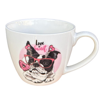 Ceramic 18oz Mug - Love Is Sweet, Pug