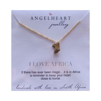 Africa with Heart Gold Plated on Gold Plated Chain