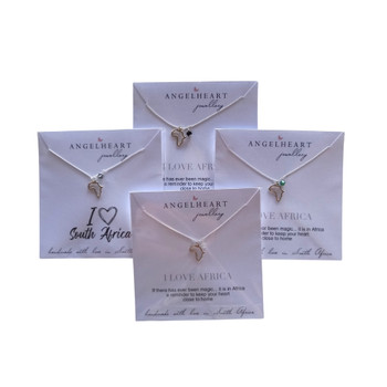 Necklace / Sterling Silver / Open Africa & Gemstone