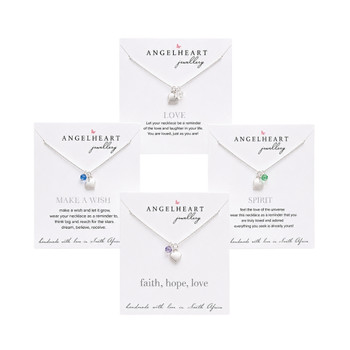 Sideways Heart on Silver Chain with Swarovski Crystal