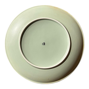 Ceramic Dinner Plate - Light Green Bottom, White Top