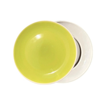 Ceramic Dinner Plate - Lime Top, White Bottom