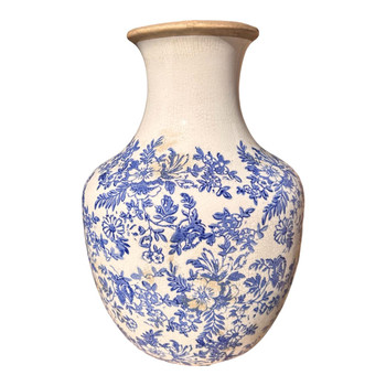 Ceramic Vase 31cmh - Blue Flowers