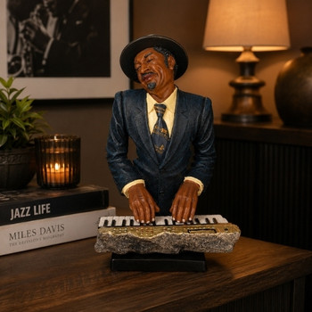 Jazz Musician Blue Tie Keyboard Player 30cm
