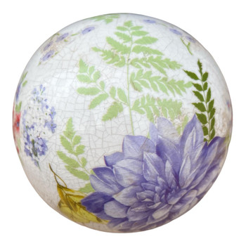 Ceramic Ball 11cm - Large Purple Flowers
