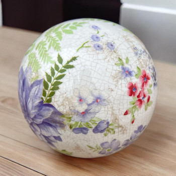 Ceramic Ball 11cm - Large Purple Flowers