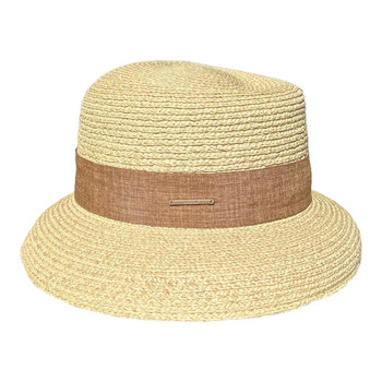 Fedora Hat - Beige, Brown Material Band And Metal Plate