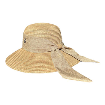 Wide Brim Hat - Brown Flowy Band
