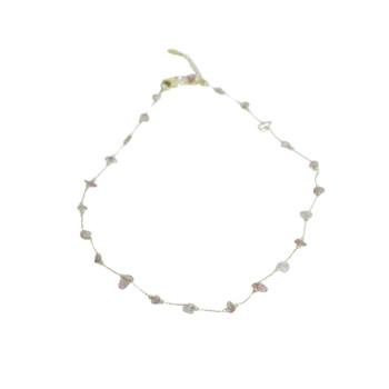 Necklace - Light Pink Stones, Thin Chain
