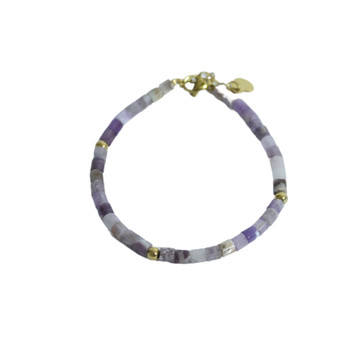 Bracelet - Shades of Purple And Gold Beads